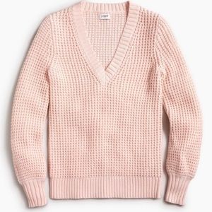 EUC J.CREW Factory Pale Pink Chunky Knit V-Neck Sweater